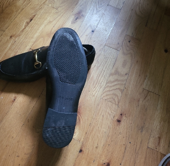 Steve Madden Black Loafers with Gold Accent